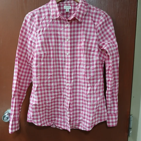 J. Crew Pink Checkered Button Down Shirt - Picture 2 of 8